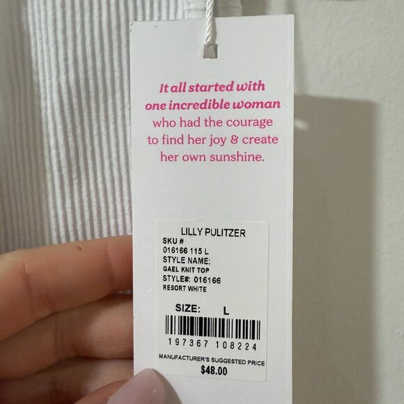 🏷 *NWT* 🤍 Lilly Pulitzer “Gael” One-Shoulder Knit Top - Resort White (Size L) - Picture 4 of 9